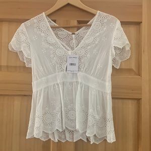 Free People Lace Cotton Blouse